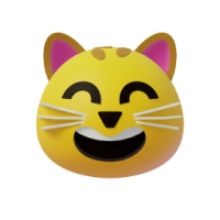 grinning cat with smiling eyes