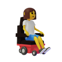 woman in motorized wheelchair